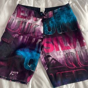 Quiksilver Men's Purple Blue Pink Graphic Board Shorts